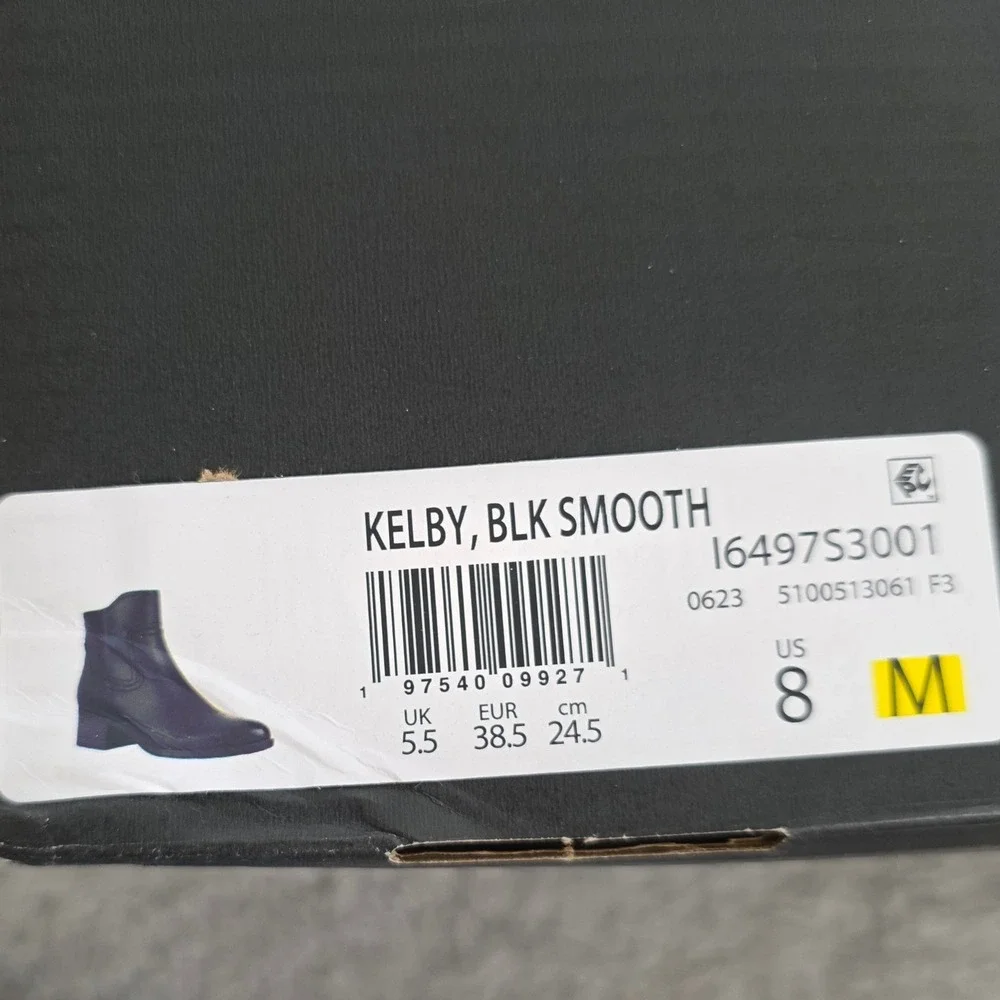 Naturalizer Kelby Black‎ Smooth Leather Ankle Boots Block Heel Women Size 8 M